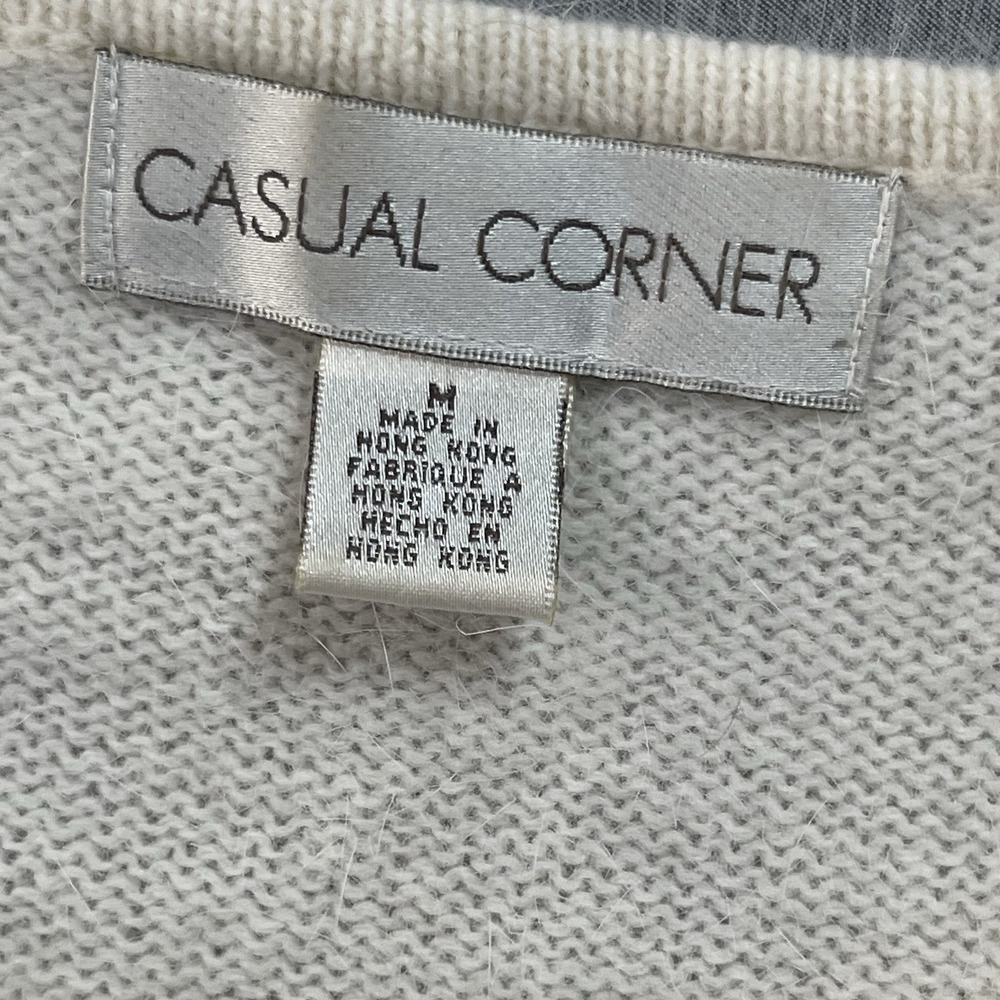 Casual Corner Womens Sweater Vest Wool M Cream Angora Wool Blend Fair Isle Fall - Picture 3 of 5